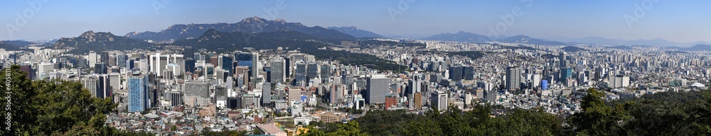 The panorama of Seoul from Namsan Mountain.