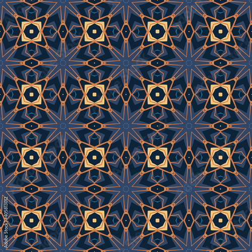 Seamless pattern with abstract mandala ornamental arabesque illustration. Vector decorative classic tile pattern.
