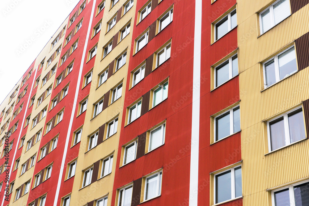 Bialystok city in Poland architecture background. High block of flats  skyscraper living area. Old neighborhood. Retro style. Metal sheet  elevation. Stock Photo | Adobe Stock