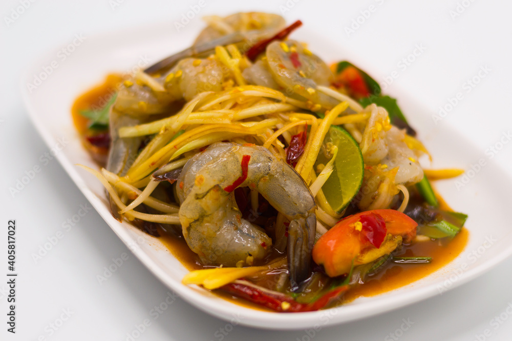 somtum with shrimp somtum with shrimp