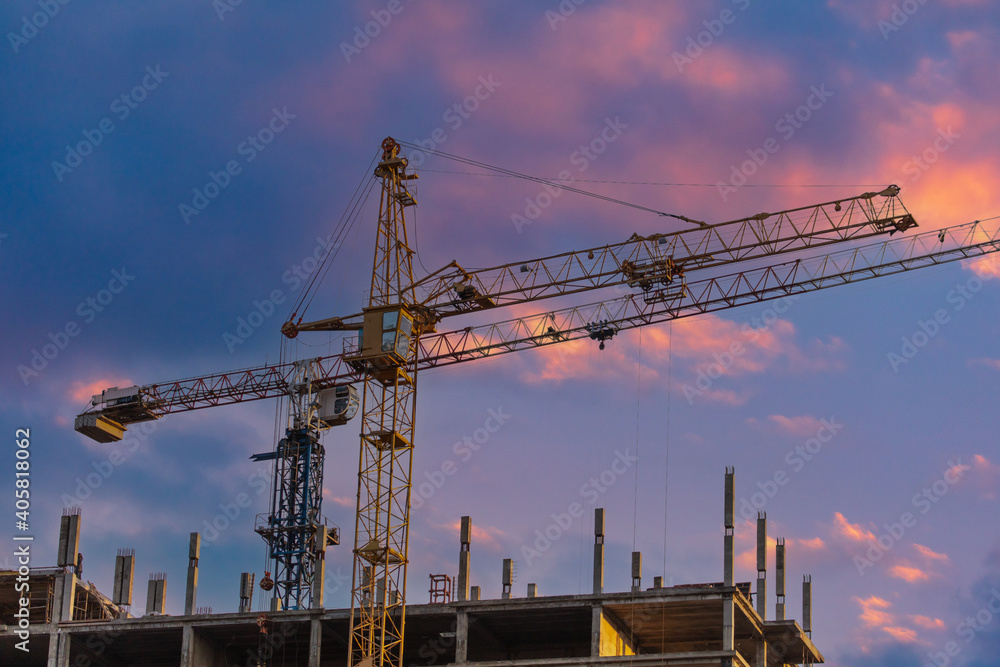 Crane at a house construction