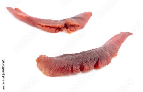 Red fish caviar isolated on a white