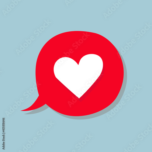 A conversational bubble with a heart. Icon, background. Vector illustration.