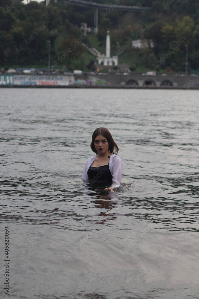 Fototapeta premium Women in sport outfin after swimming