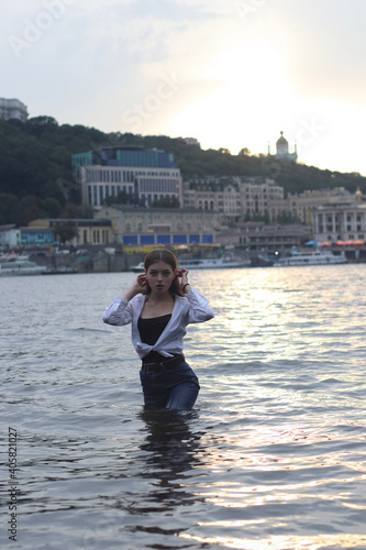 Women in sport outfin after swimming