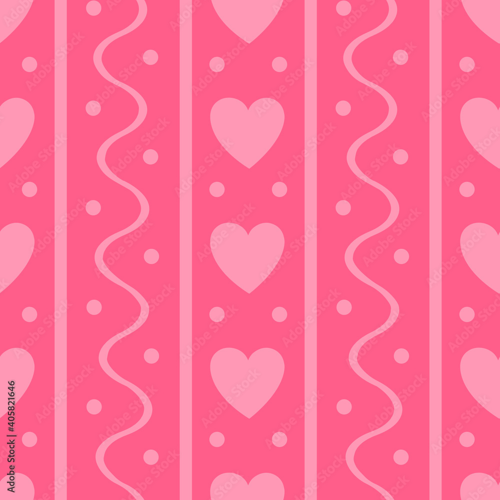 Seamless pattern Valentine's day pink hearts vector illustration