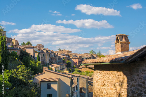 Residential buildings in the historic medieval village of Montalcino in Siena  province, Tuscany, Italy
