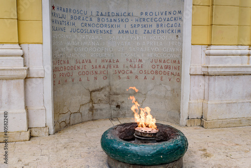 Fotografi Eternal flame, a memorial to the victims of the World War 2 in Sarajevo, Bosnia