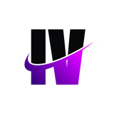 Letter IV simple logo design vector