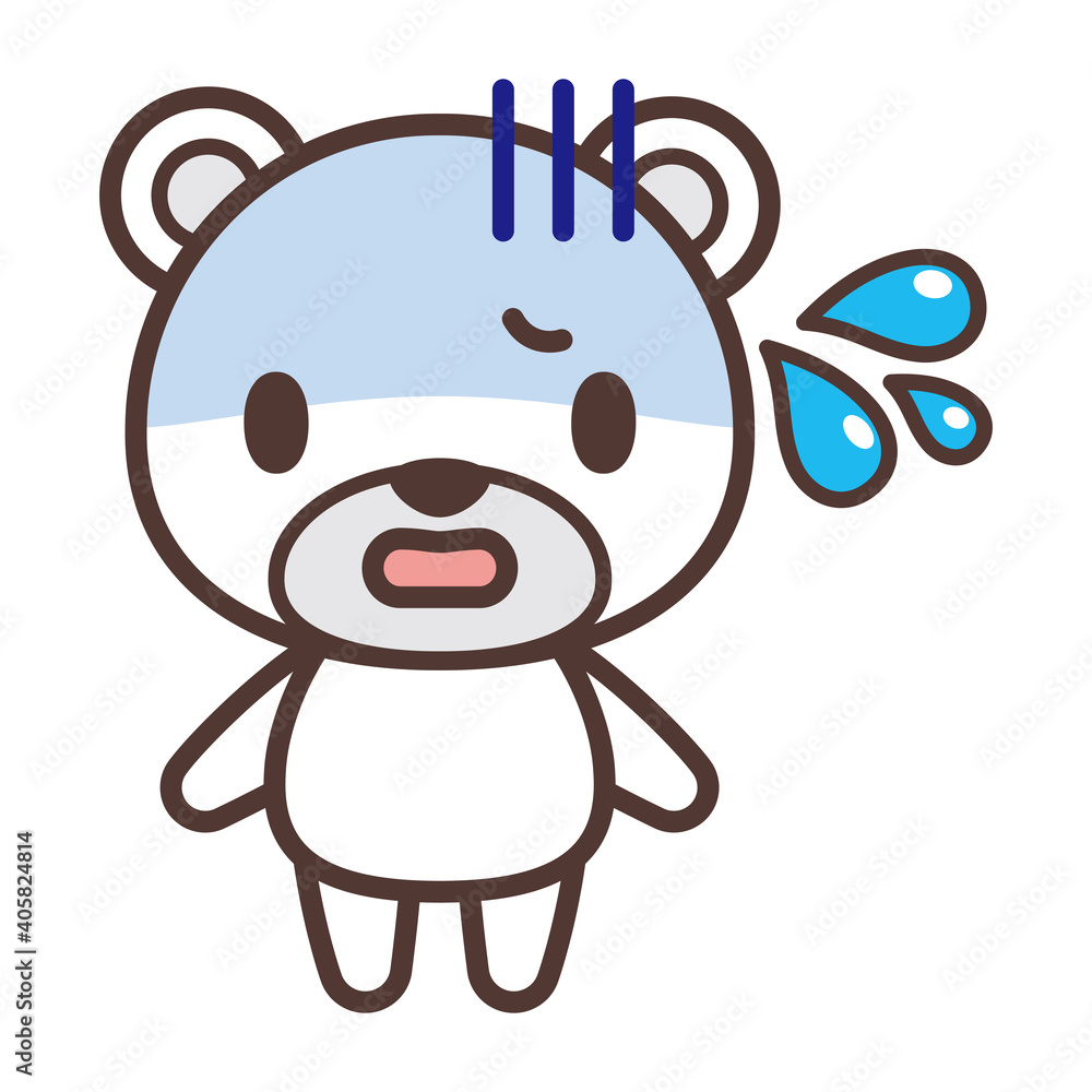 Naklejka premium Cute polar bear character vector illustration in trouble 困っているかわいい白熊のキャラクター