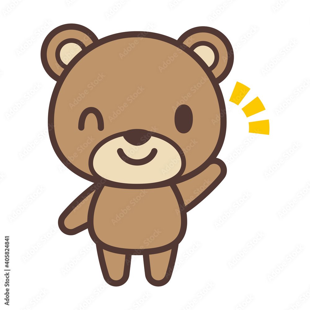Cute bear character vector illustration-手を挙げているかわいいクマのキャラクター Cute bear character vector illustration-手を挙げているかわいいクマのキャラクター