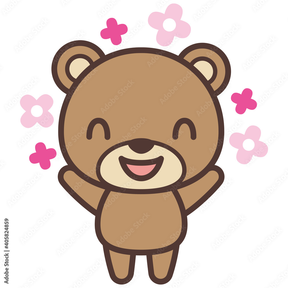 Fototapeta premium Laughing cute bear character vector illustration-喜んでいるかわいいクマのキャラクター