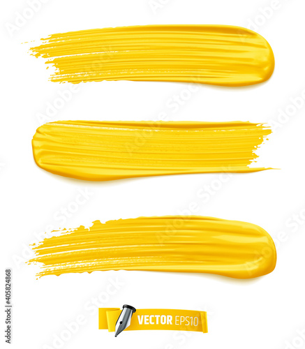 Traces de peinture jaune vectorielles sur fond blanc