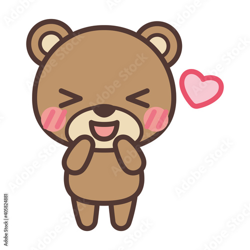 Vector illustration of cute bear character and heart-嬉しくてハートが出ているかわいいクマのキャラクター