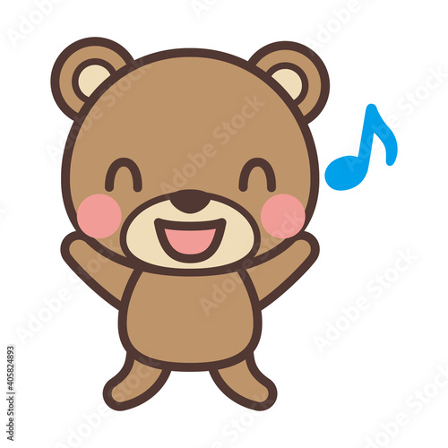 Cute bear character jumping-                                                                              