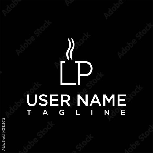 letter L and P cup vector line design logo