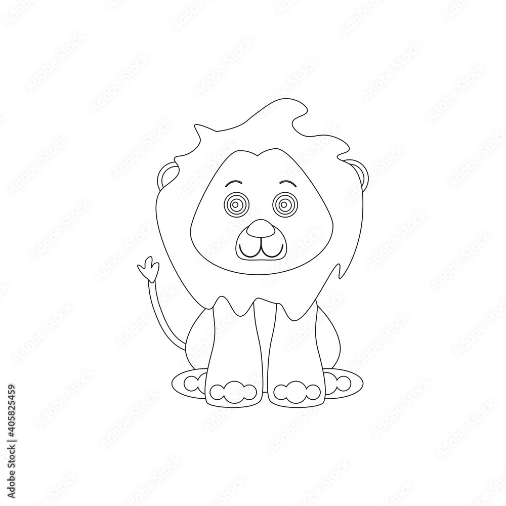 Fototapeta children's drawing of a sitting lion with a cute face