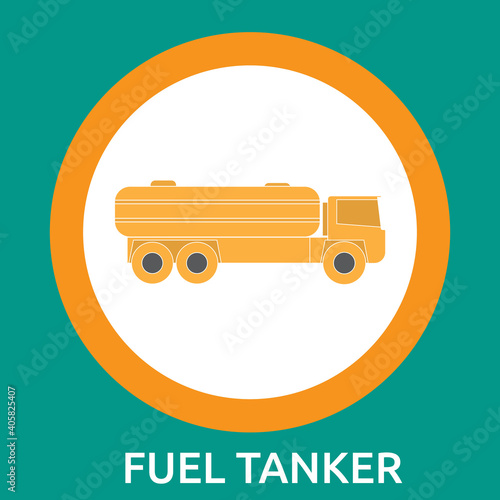 Fuel Tanker. Hand-drawn vector illustration on white background. EPS10