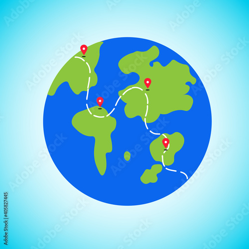 World earth colorful icon gps navigation unity community worldwide international globe flat cartoon illustration