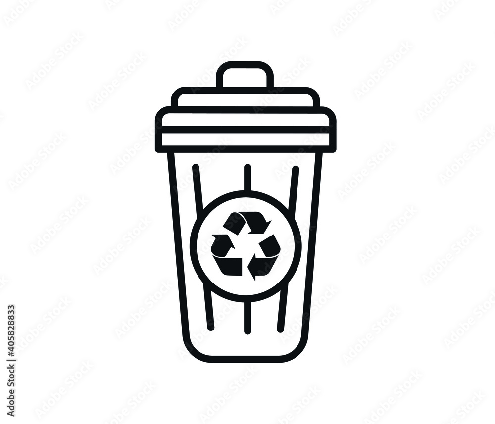 Recycle bin. modern vector single line icon. Image of a recyclable waste bin plastic container.
Recycle bin. modern vector single line icon. Image of a recyclable waste bin plastic container.