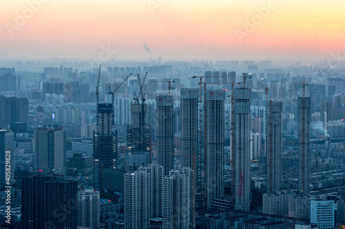 skyscraper construction site in Shenyang city, China