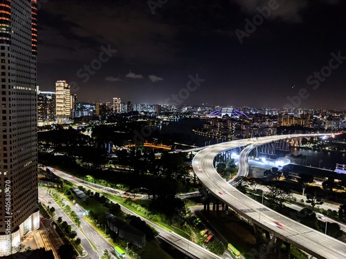 downtown city at night