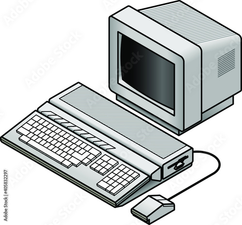 An old vintage/retro obsolete computer.