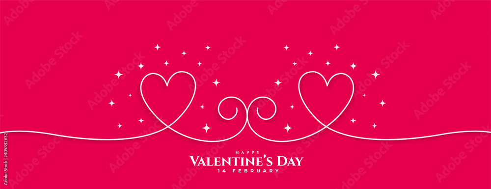 creative happy valentines day line hearts banner