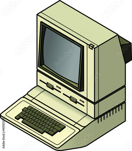 An old vintage/retro obsolete computer.