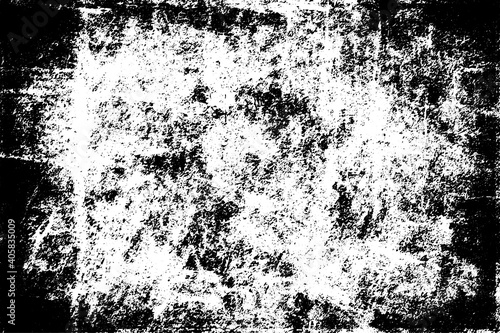 Black and white grunge background. Monochrome texture of wear, ruin, horror, dirt. The ink-stained surface is old