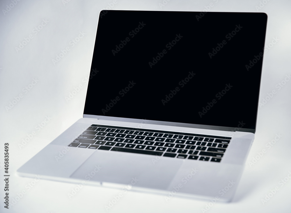 close up. open laptop on a light background.