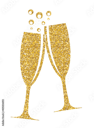 Shiny glitter champagne glasses. Vector Illustration. EPS10 фототапет