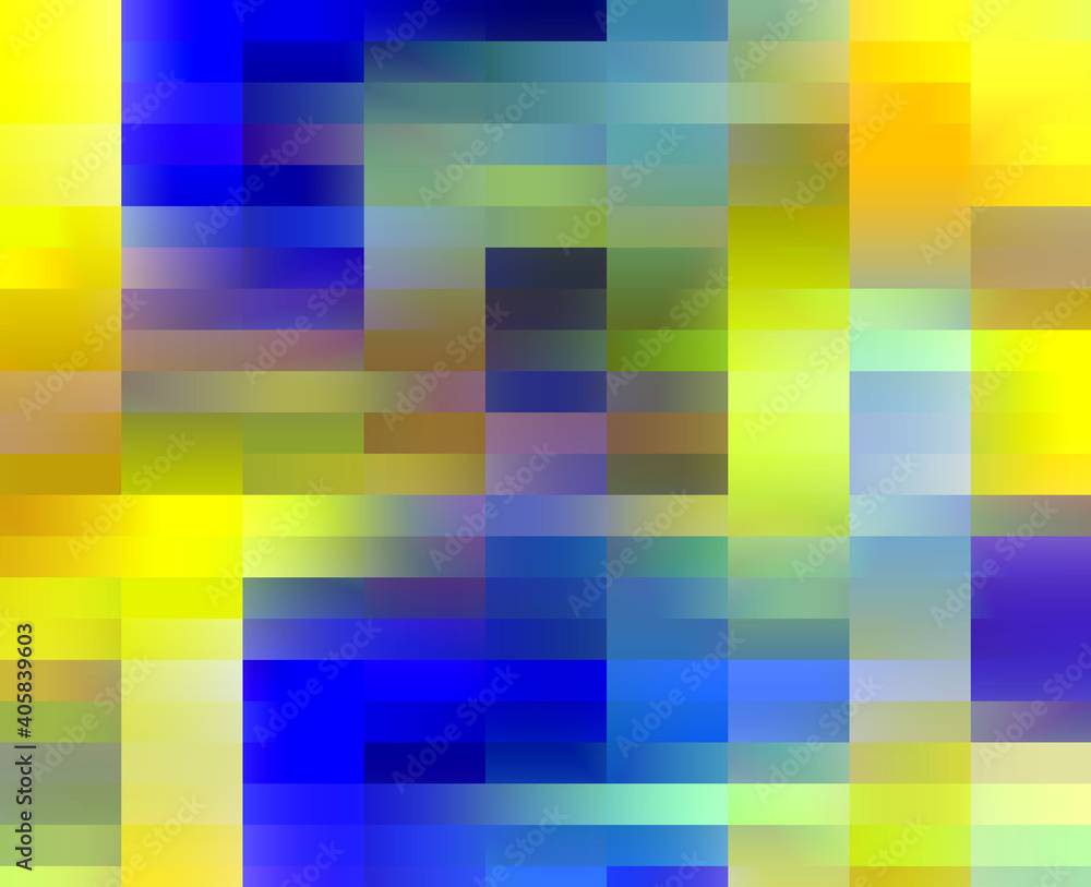 Blue yellow lights abstract background with squares