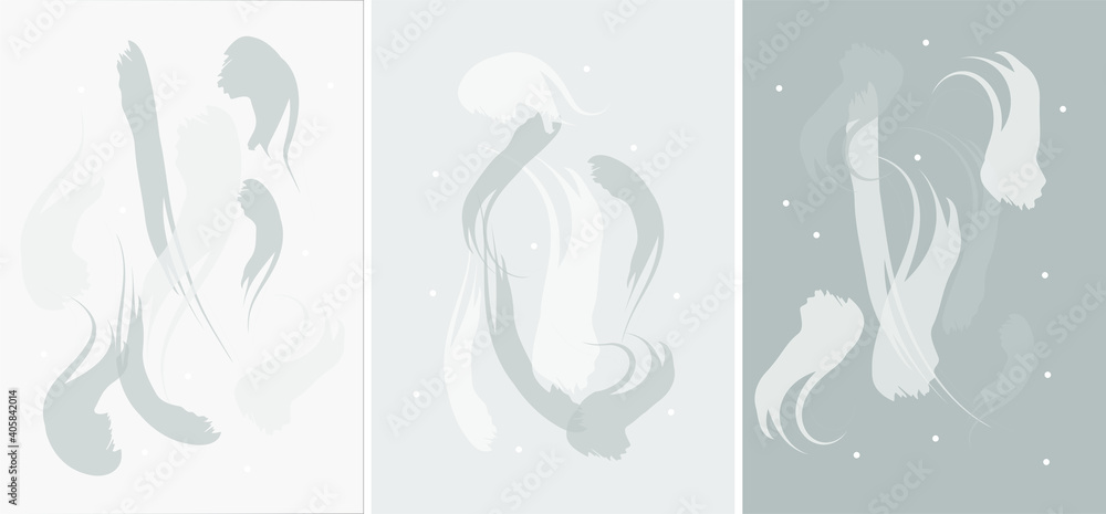 Abstract illustration in trendy gray and white shades for web screensavers, vector format A 4. Modern banner in black and white combinations for packaging template or postcard.