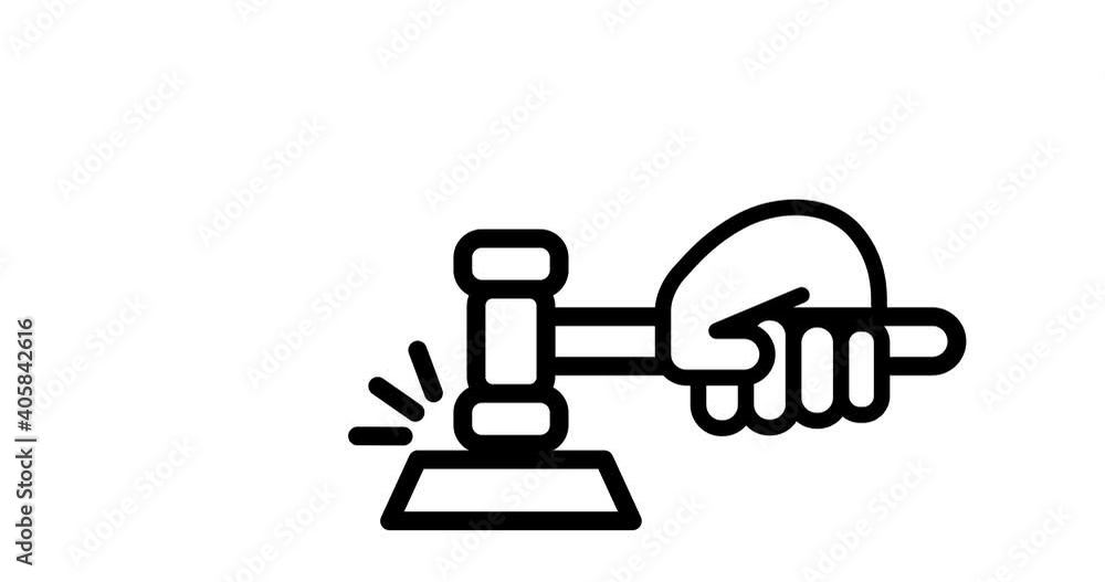 Animated icon of law court hammer, auction. Animated icon of law court hammer, auction.