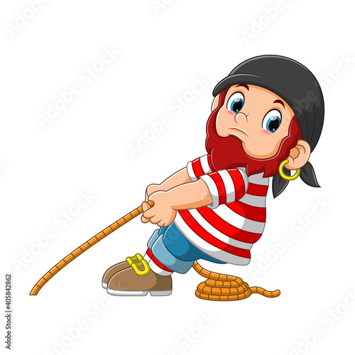 The pirate pulled a rope cartoon character