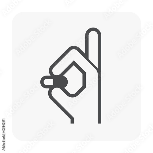 Manufacture of pharmaceutical, nutraceutical, supplement or cleaning product in hand vector icon design. That encapsulation by hard-shelled capsules. Contain dry, powdered ingredients or pellet.