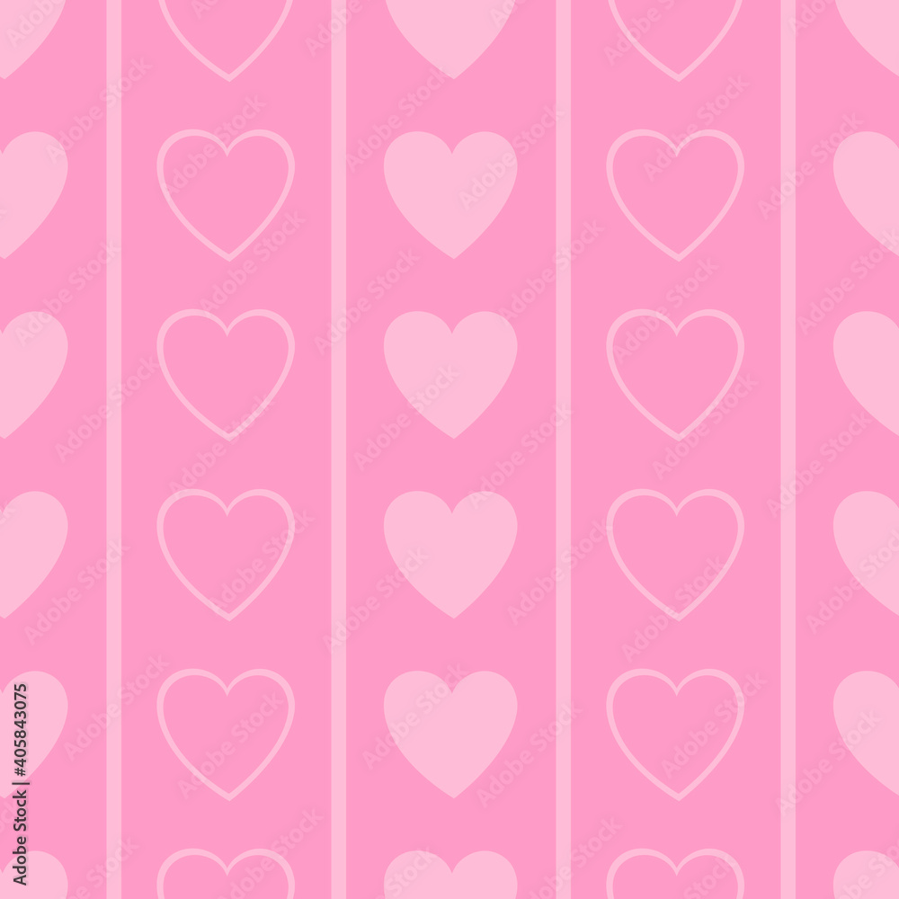 Seamless pattern Valentine's day pink hearts vector illustration