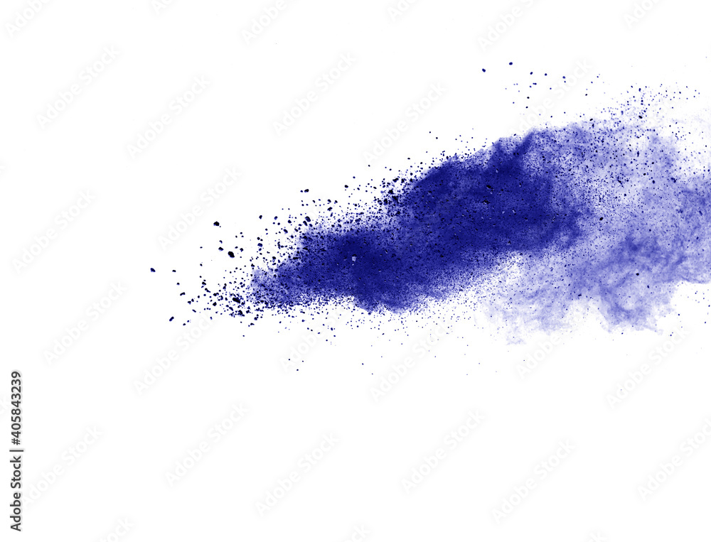 Blue powder explosion isolated on white background. Blue powder explosion isolated on white background.