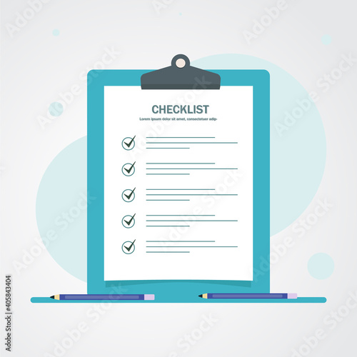 Illustration concept of checklist and  to-do list with blue color.
