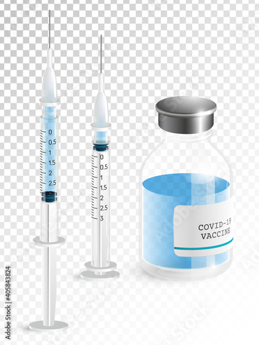 Covid 19 vaccine illustration - realistic design elements transparent background