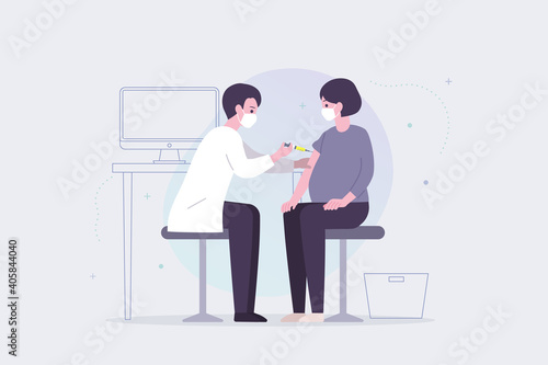 予防接種を受ける妊婦　マスク