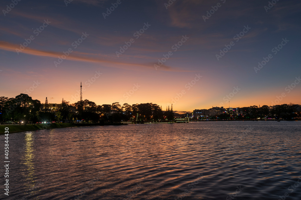 Fototapeta premium Sunset over the lake