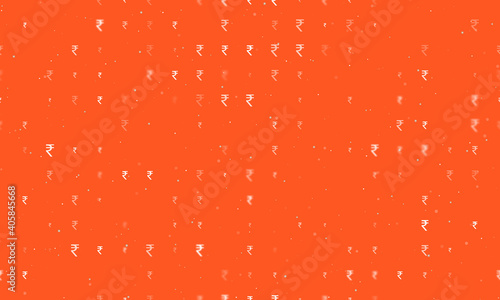 Картината върху платно Seamless background pattern of evenly spaced white indian rupee symbols of different sizes and opacity