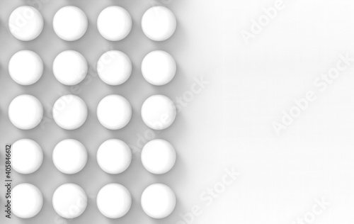 Fototapeta Naklejka Na Ścianę i Meble -  3d rendering. minimal white sphere ball stack wall design background.