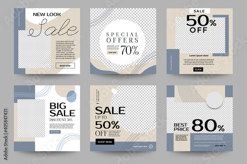 Design template set of social media platform share photo instagram stories advertising. Promotion banner for online store. Show discount, sales, new arrivals. Vector illustrate.