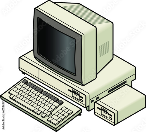 An old vintage/retro obsolete computer.