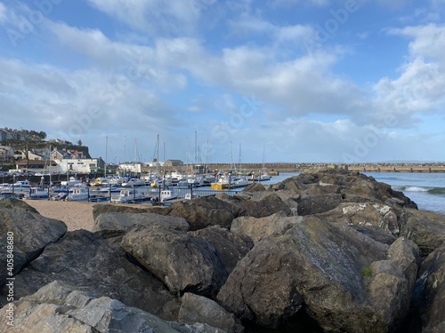 view of the harbour of the coast photo