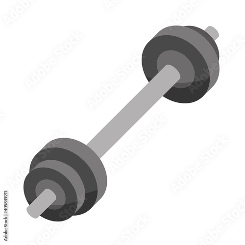 gym sport barbell weight workout equipment in flat style