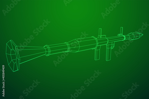 Anti-tank rocket propelled grenade launcher - RPG 7. Wireframe low poly mesh vector illustration.